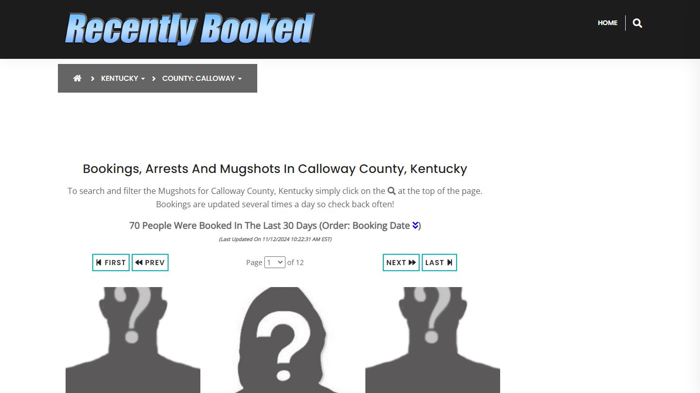 Bookings, Arrests and Mugshots in Calloway County, Kentucky