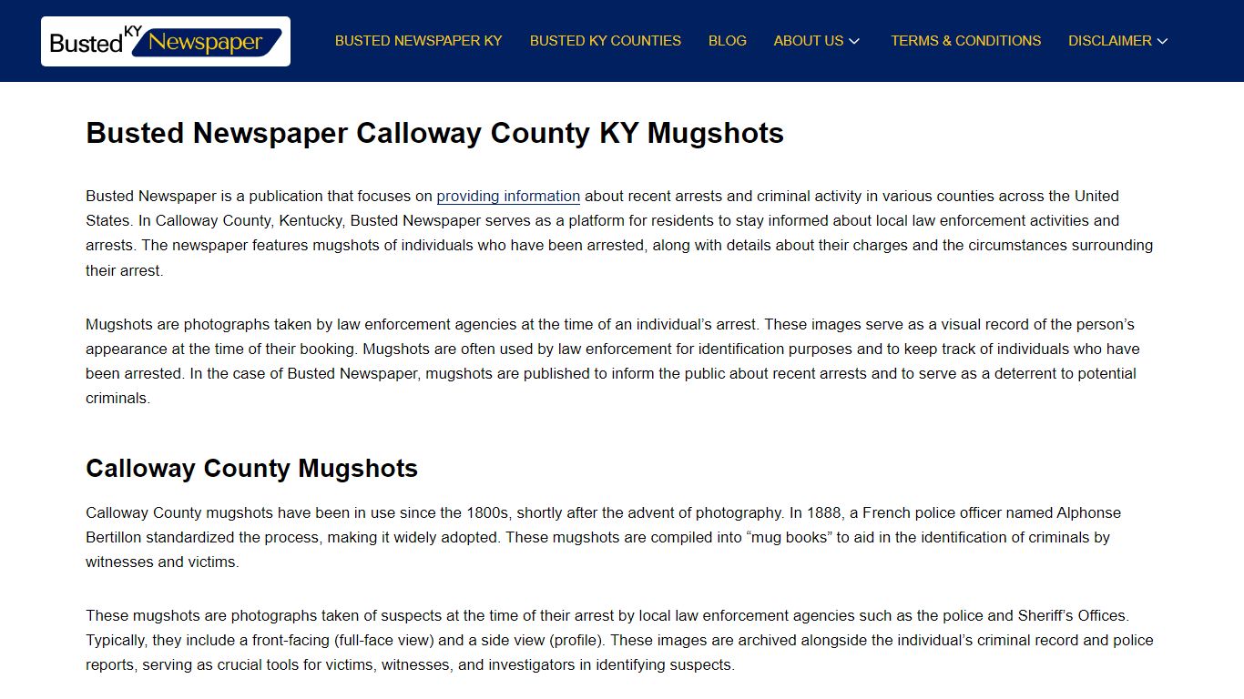 Busted Newspaper Calloway County KY Mugshots