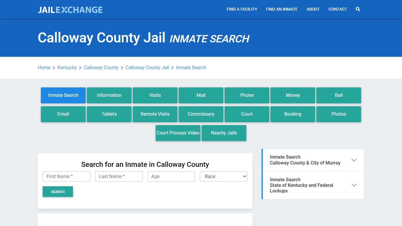 Calloway County Jail, KY Inmate Search: Roster & Mugshots